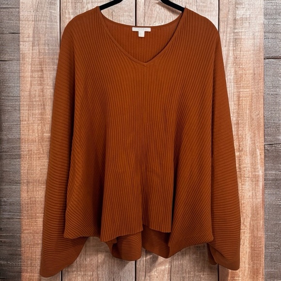 COS Ribbed Knit Oversized Batwing Box Sweater in Burnt Orange Women’s Size S - Picture 1 of 11